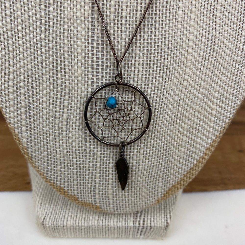 Navajo dreamcatcher necklace feather turquoise